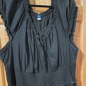 Old Navy Black Ruffled Smocked Blouse